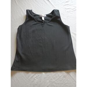 Diana Marco Vintage Black Round Neck Sleeveless Tank Crop Women 18/20 Y2K
